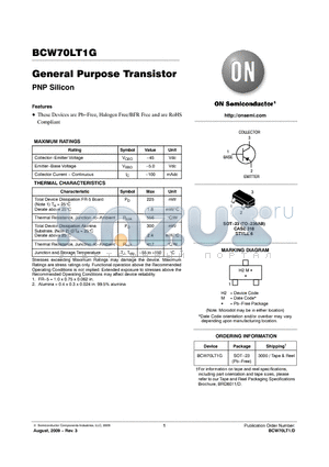 BCW70LT1 datasheet - General Purpose Transistor
