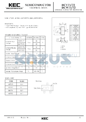 BCW71 datasheet - EPITAXIAL PLANAR NPN TRANSISTOR (LOW LEVEL AUDIO-AMPLIFIER AND SWITCHING)