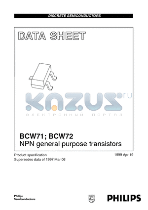 BCW72 datasheet - NPN general purpose transistors