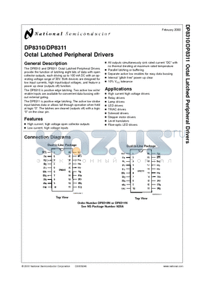 DP8310 datasheet - Octal Latched Peripheral Drivers