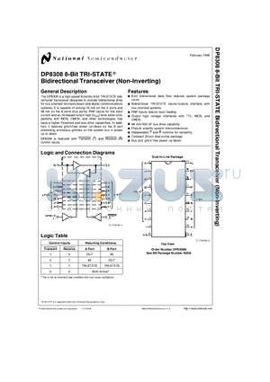 DP8308N datasheet - 8-Bit TRI-STATE Bidirectional Transceiver (Non-Inverting)