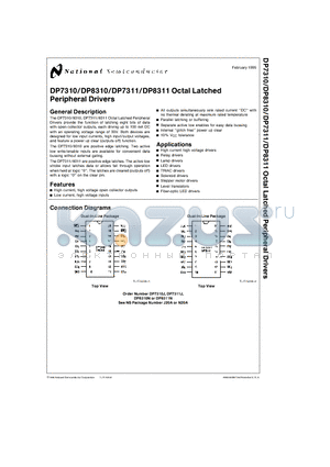 DP8311 datasheet - DP7310/DP8310/DP7311/DP8311 Octal Latched Peripheral Drivers