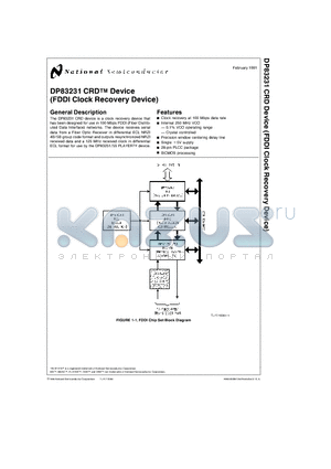DP83231 datasheet - CRD Device (FDDI Clock Recovery Device)