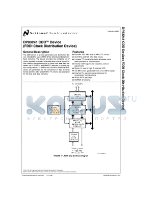 DP83241 datasheet - CDD Device (FDDI Clock Distribution Device)