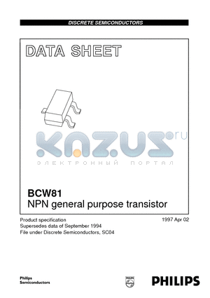 BCW81 datasheet - NPN general purpose transistor
