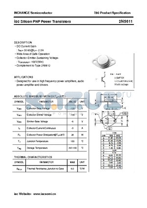 2N5611 datasheet - isc Silicon PNP Power Transistors