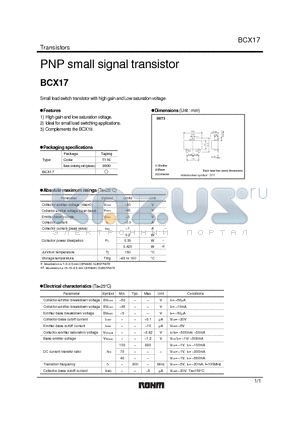 BCX17 datasheet - PNP small signal transistor
