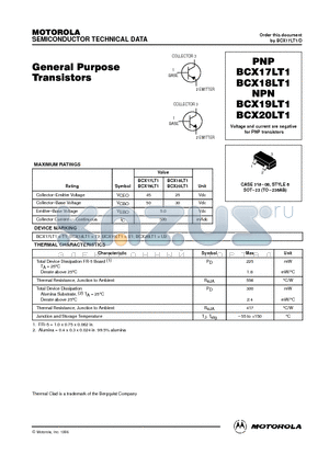 BCX17LT1 datasheet - General Purpose Transistors