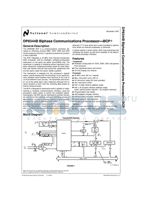DP8344 datasheet - Biphase Communications ProcessorBCP