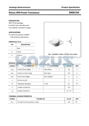 2N5612A datasheet - Silicon NPN Power Transistors