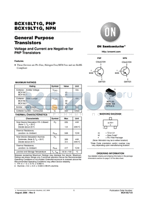BCX18LT1G datasheet - General Purpose Transistors