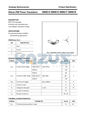 2N5619 datasheet - Silicon PNP Power Transistors