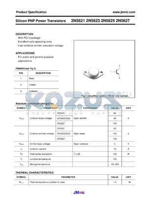 2N5621 datasheet - Silicon PNP Power Transistors