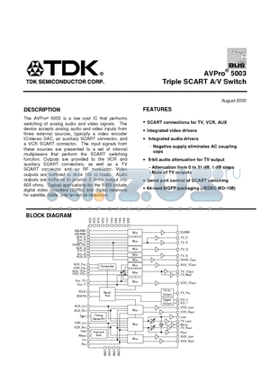 AVPRO5003-CG datasheet - Triple SCART A/V Switch