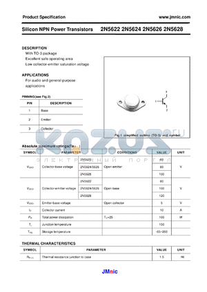 2N5624 datasheet - Silicon NPN Power Transistors