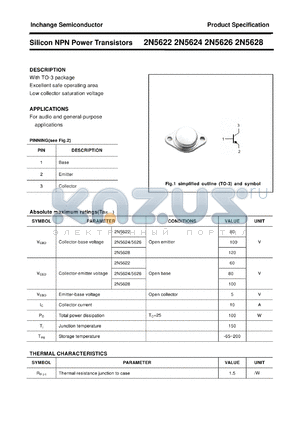 2N5624 datasheet - Silicon NPN Power Transistors