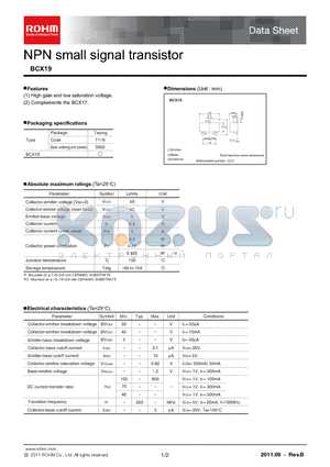 BCX19_11 datasheet - NPN small signal transistor