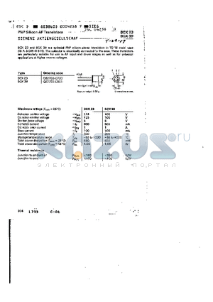 BCX23 datasheet - PNP SILICON AF TRANSISTORS