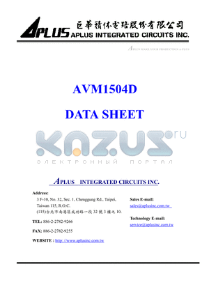 AVM1504D datasheet - single-chip 3 channels timbre generator that can synthesize