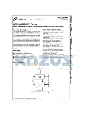 DP83266 datasheet - MACSITM Device (FDDI Media Access Controller and System Interface)