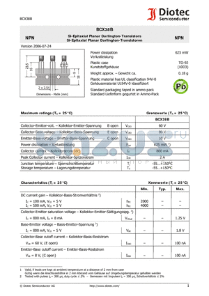 BCX38B datasheet - Si-Epitaxial Planar Darlington-Transistors