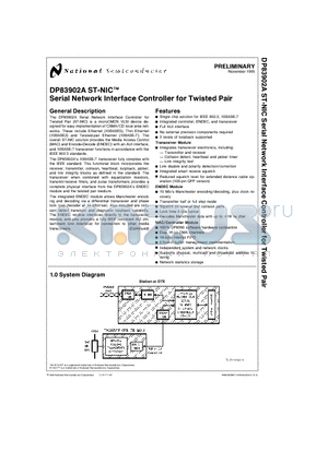 DP83902A datasheet - ST-NICTM Serial Network Interface Controller for Twisted Pair