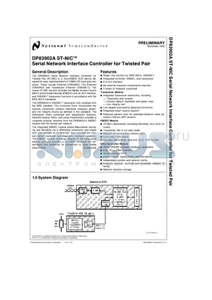 DP83902AV datasheet - ST-NICTM Serial Network Interface Controller for Twisted Pair