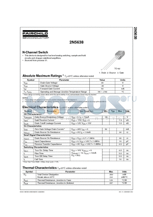 2N5638 datasheet - N-Channel Switch