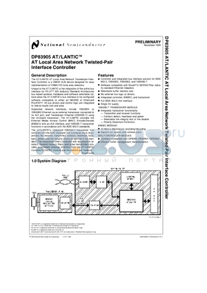DP83905 datasheet - AT Local Area Network Twisted-Pair Interface Controller