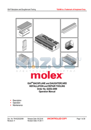 0622022005 datasheet - GbX BACKPLANE and DAUGHTERCARD INSTALLATION and REPAIR TOOLING Operation Manual