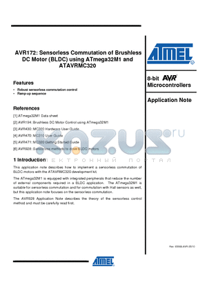 AVR172 datasheet - Sensorless Commutation of Brushless DC Motor (BLDC) using ATmega32M1 and ATAVRMC320