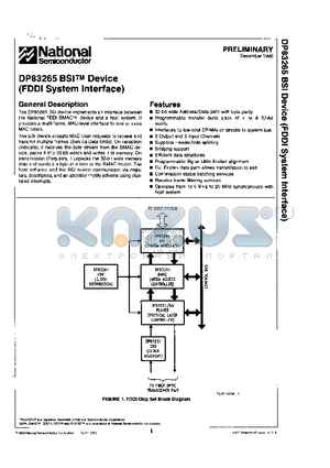 DP83265BSI datasheet - BSI Device (FDDI System Interface)