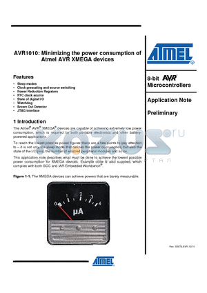 AVR1010 datasheet - Minimizing the power consumption of Atmel AVR XMEGA devices