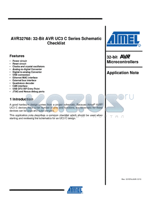 AVR32768 datasheet - 32-Bit AVR UC3 C Series Schematic Checklist