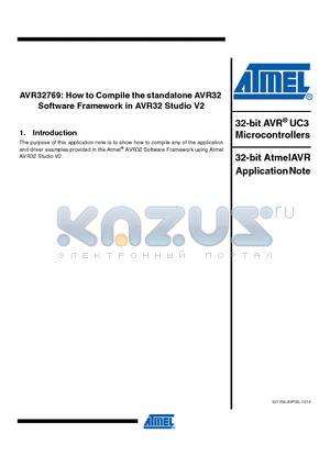 AVR32769 datasheet - How to Compile the standalone AVR32 Software Framework in AVR32 Studio V2