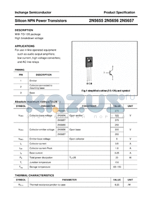 2N5657 datasheet - Silicon NPN Power Transistors