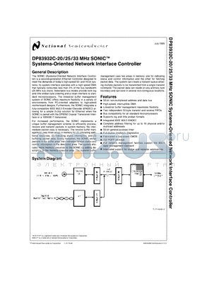 DP83932CVF-33 datasheet - MHz SONICTM Systems-Oriented Network Interface Controller