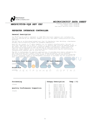 DP83950BVQB-MPC datasheet - REPEATER INTERFACE CONTROLLER