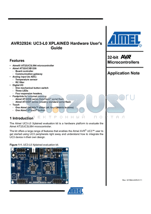 AVR32924 datasheet - One mechanical button switch Three LEDs Four expansion headers