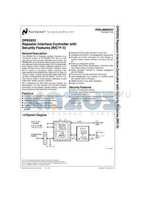 DP83952 datasheet - Repeater Interface Controller with Security Features (RIC II)