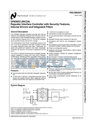 DP83953 datasheet - Repeater Interface Controller with Security Features, Internal Drivers and Integrated Filters