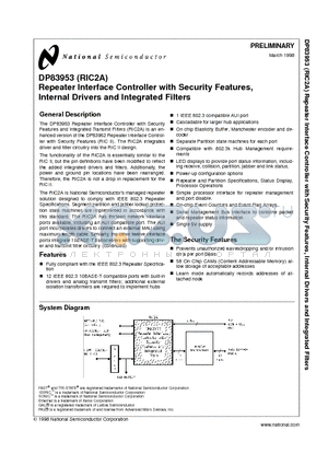 DP83953VUL datasheet - Repeater Interface Controller with Security Features, Internal Drivers and Integrated Filters