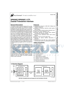 DP8392CV-1 datasheet - CTI Coaxial Transceiver Interface