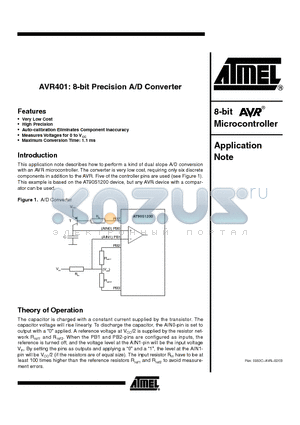 AVR401 datasheet - 8-bit Precision A/D Converter