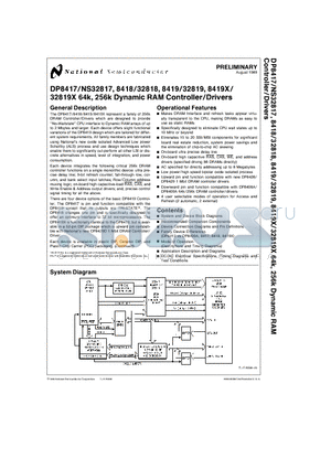 DP8417V-80 datasheet - 64k, 256k Dynamic RAM Controller/Drivers