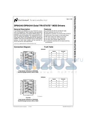 DP84244N datasheet - TRI-STATE Drivers Which are Designed For Heavy Capacitive Load Applications