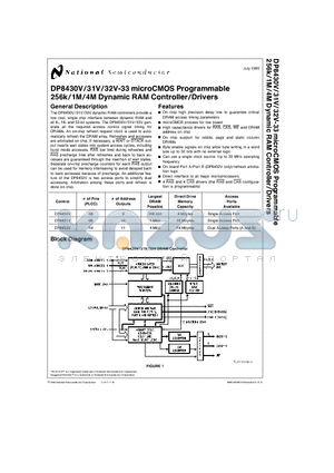 DP8430V-33 datasheet - microCMOS Programmable 256k/1M/4M Dynamic RAM Controller/Drivers