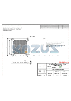 06250-B datasheet - FAN FILTER SCREEN (60mm)