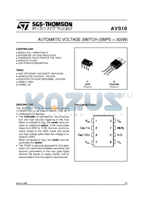 AVS10 datasheet - AUTOMATIC VOLTAGE SWITCH SMPS < 300W