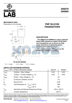 2N5679_02 datasheet - PNP SILICON TRANSISTORS